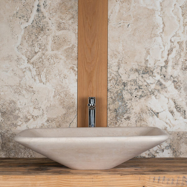 Lavabo in travertino rettangolare “Opus”
