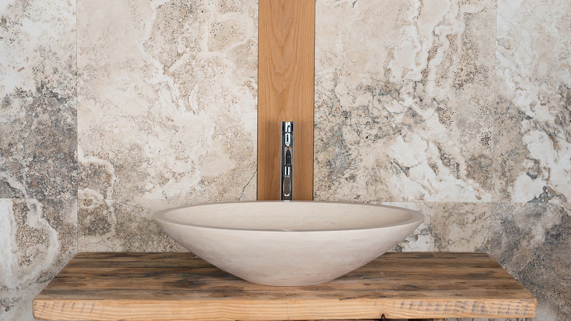 Lavabo ovale in travertino &ldquo;Ovetto CH&rdquo;