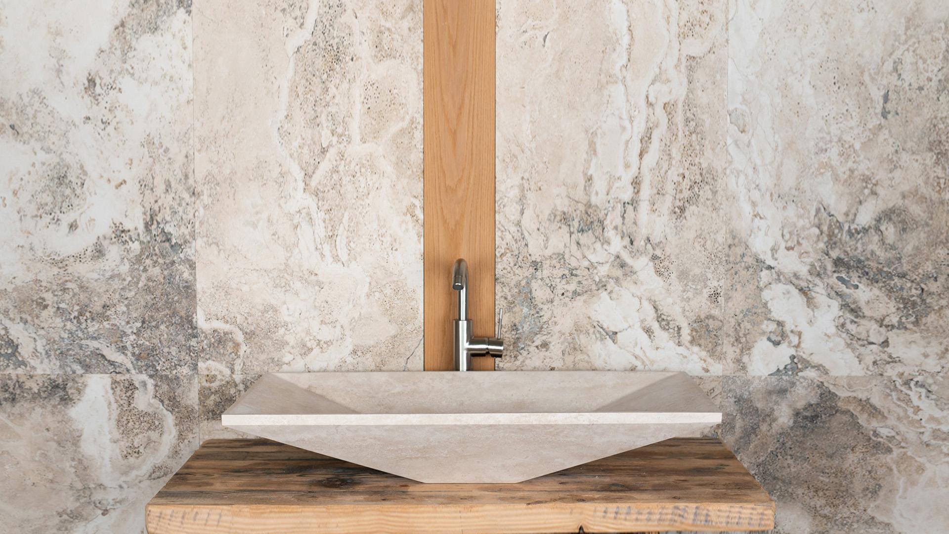 Lavabo di design in travertino &ldquo;Radda 80CH&rdquo;