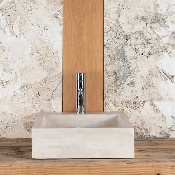 Lavabo piccolo in travertino “Side CH”
