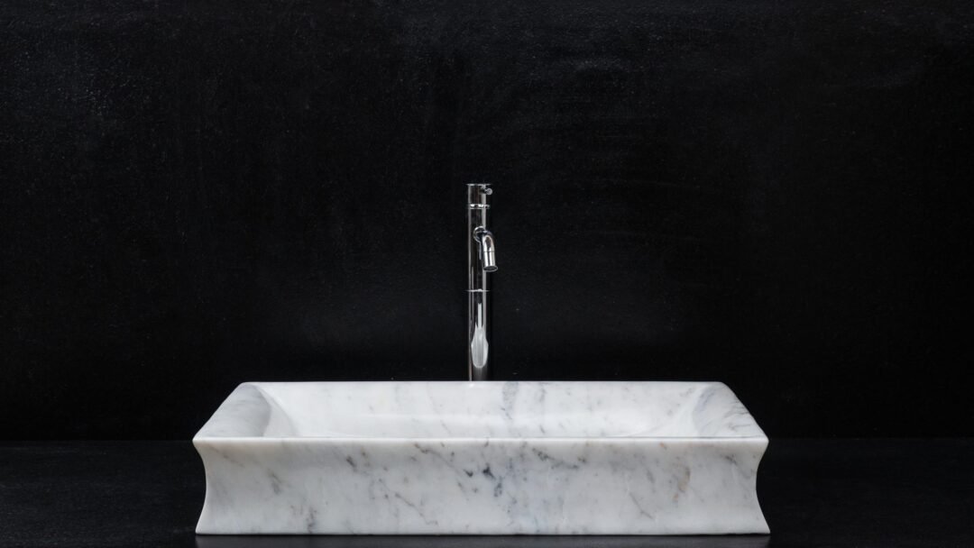 Rectangular white marble Pillow sink
