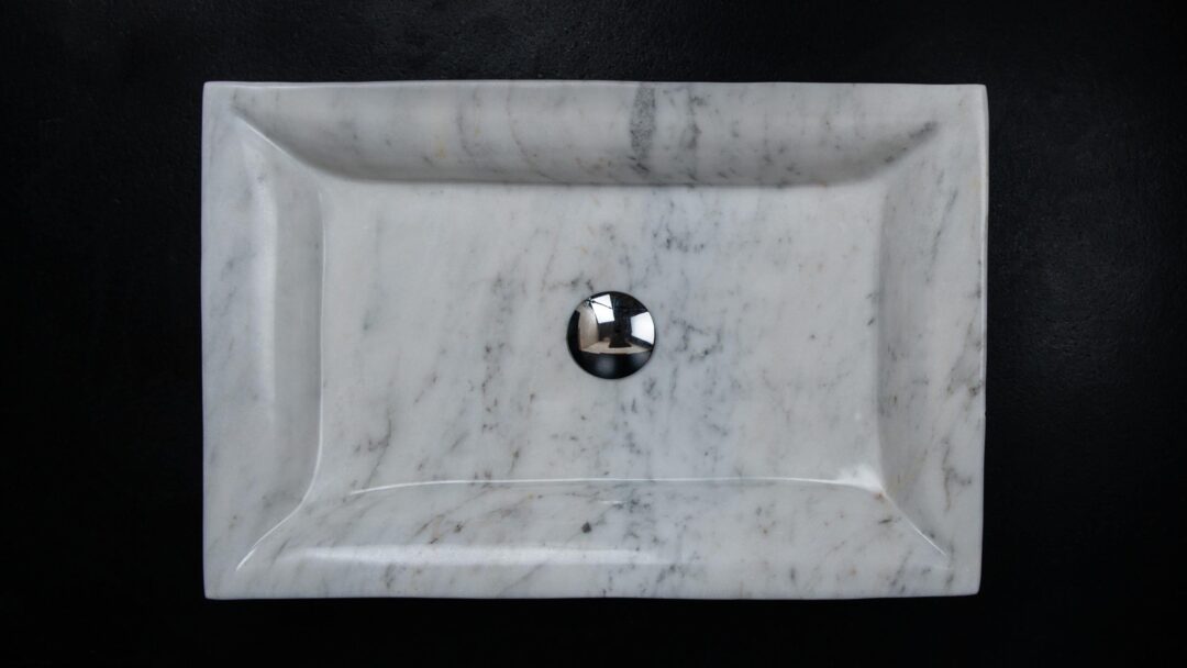 Rectangular white marble Pillow sink