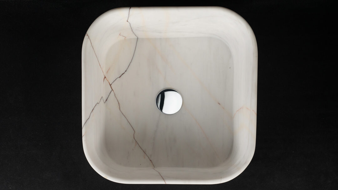 Square white countertop sink