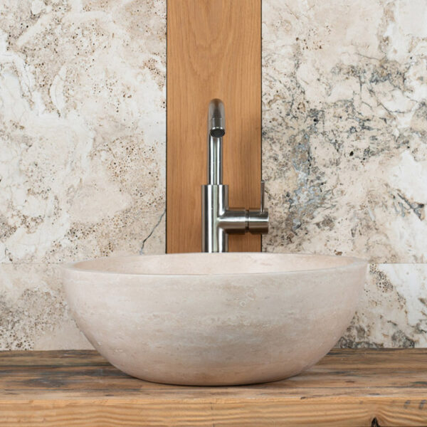 Lavabo in travertino rotondo “Ball”