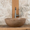 Rundes Waschbecken aus Travertin Ball Scuro