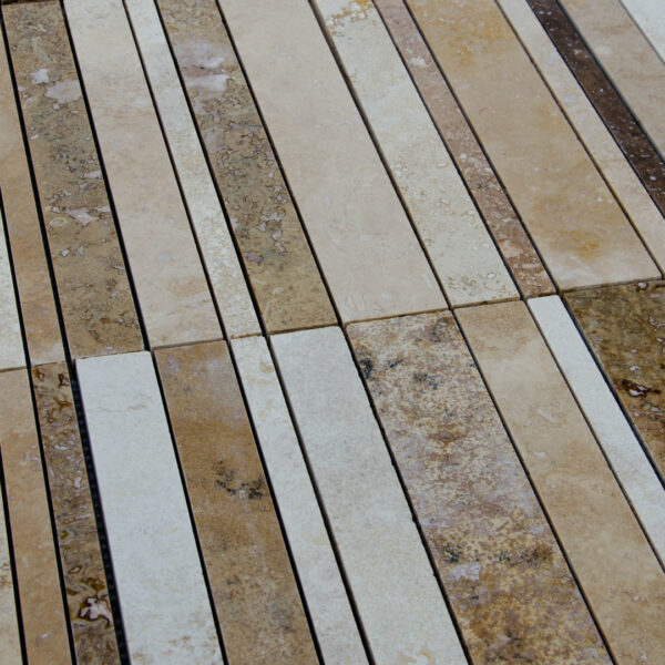 Mosaico in travertino “Bars HF Tuscany Mix” Moderno