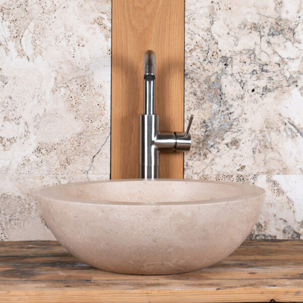 Lavabo rotondo in travertino “Bordo”