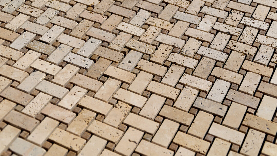 Mosaico in travertino Basketweave Levigato