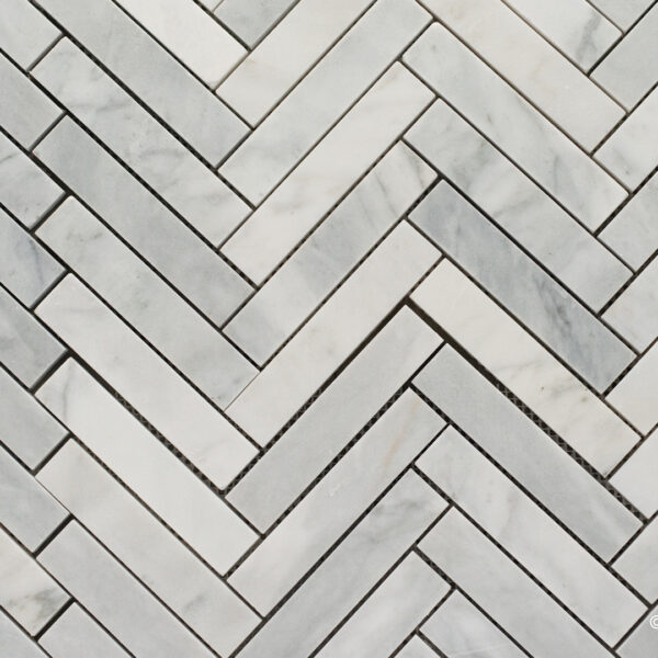 Mosaico in marmo “Bianco TR Spina Piccola” Lucido