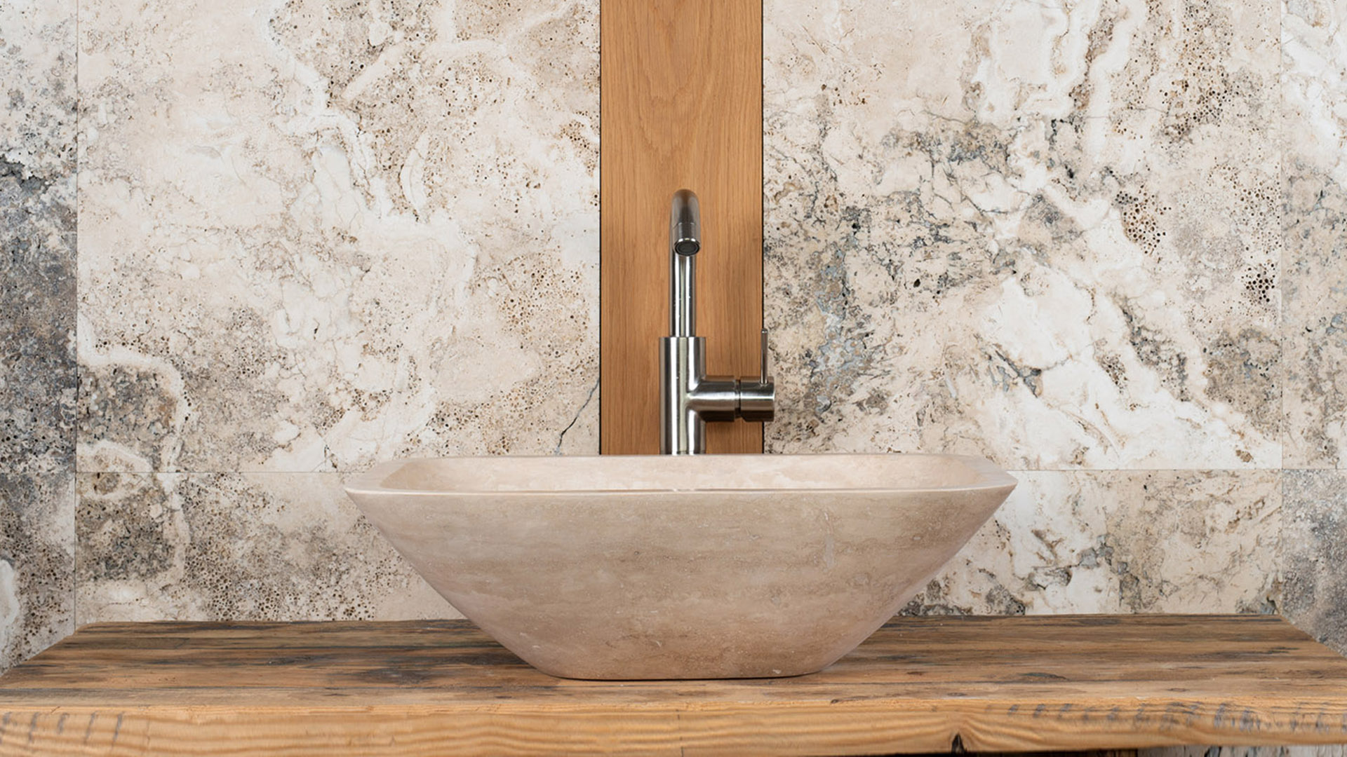 Lavabo in travertino rettangolare &ldquo;Crib CH&rdquo;