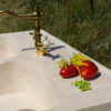 Double basin travertine sink