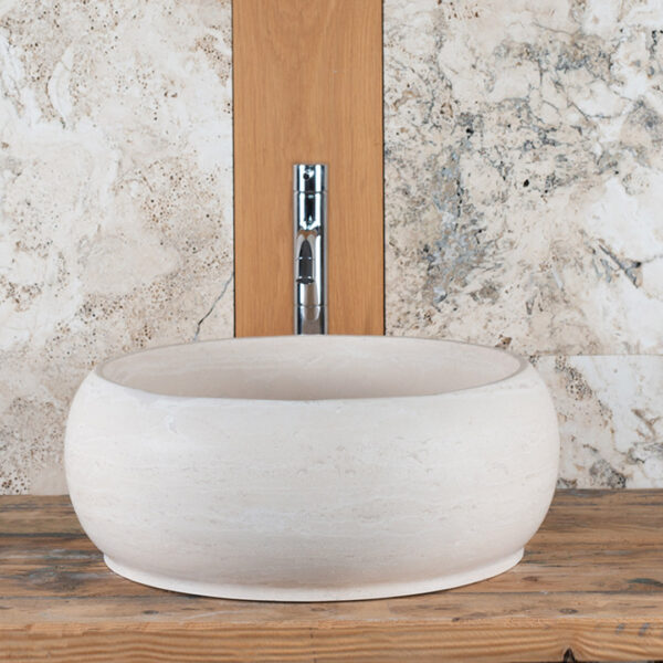 Lavabo sopra piano in travertino “Wheel”