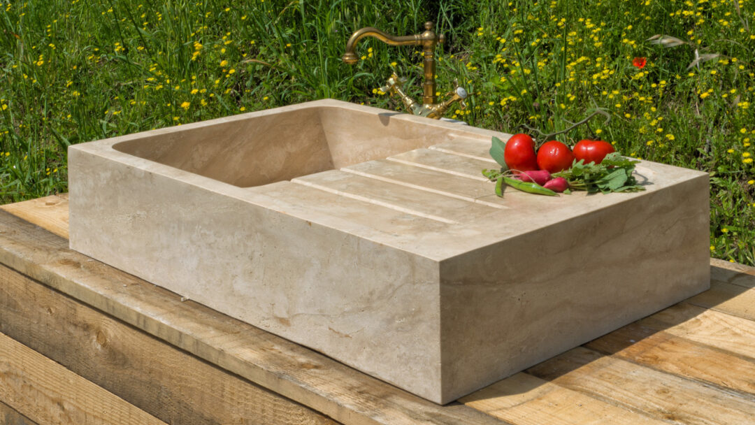 Lavello Cubo con scolapiatti rigato
