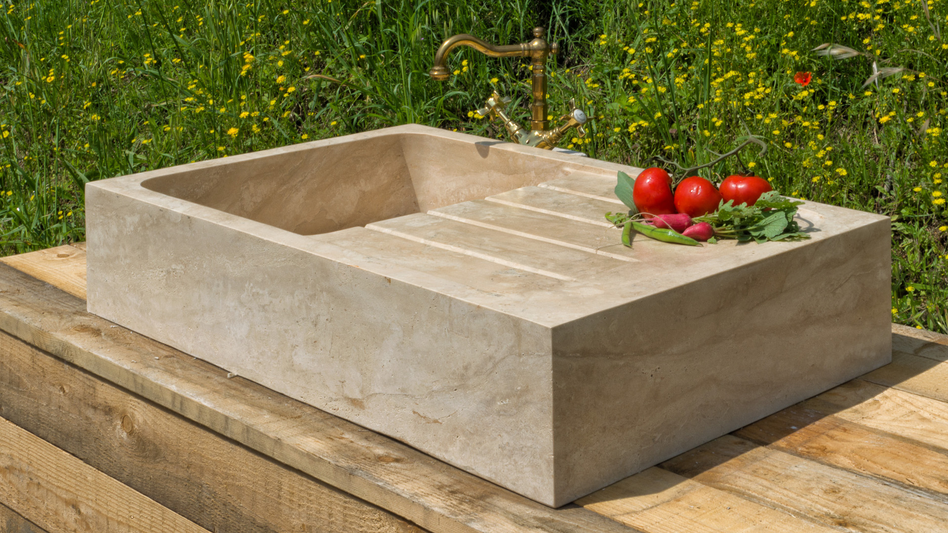 Travertine Sink &ldquo;Cube&rdquo;