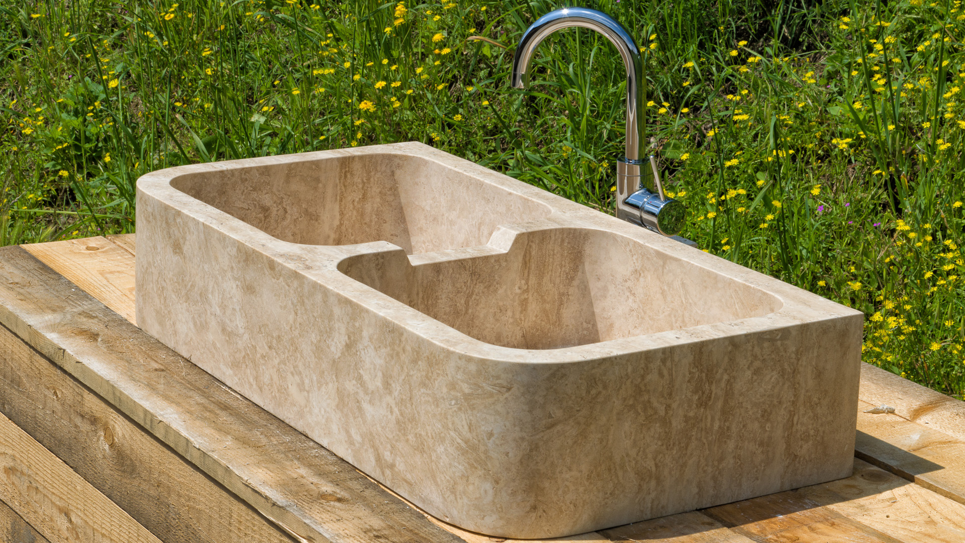 Travertine Sink &ldquo;Double&rdquo;