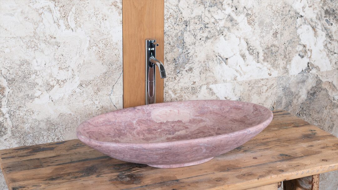 Elipse RC TR042RC - Lavabo in marmo rosa ovale