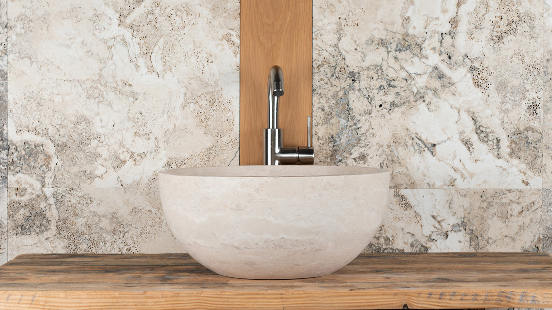 Lavabo da bagno in travertino &ldquo;Fiano&rdquo;