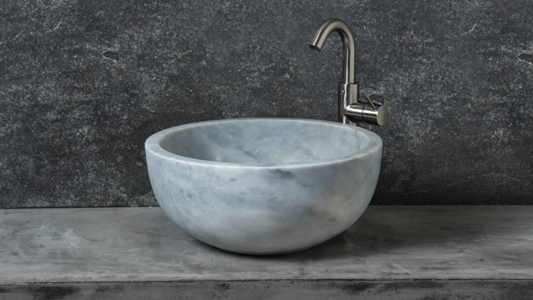 Lavabo rotondo in marmo Fiano Grey