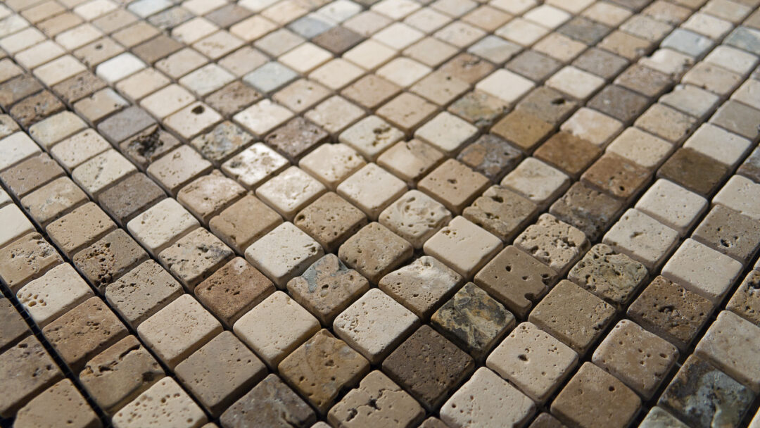 Mosaico in travertino 1,5x1,5 Tuscany Mix Ciottolo