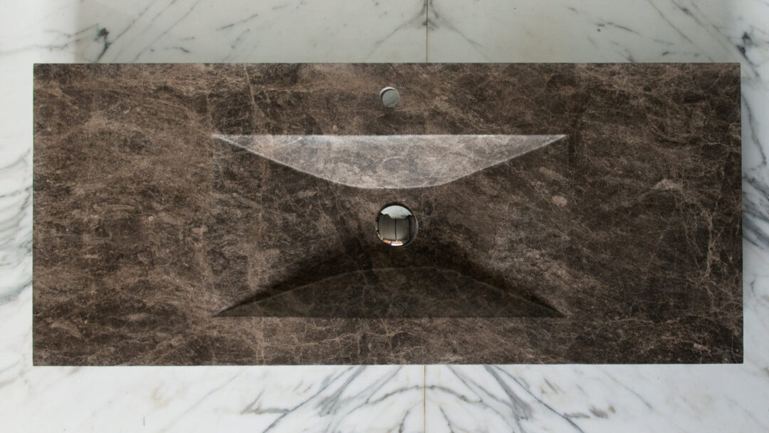 Lavabo sospeso countertop tr em in marmo emprador