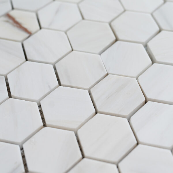 Mosaico in marmo “Bianco Alba Esagono 4.8” Levigato