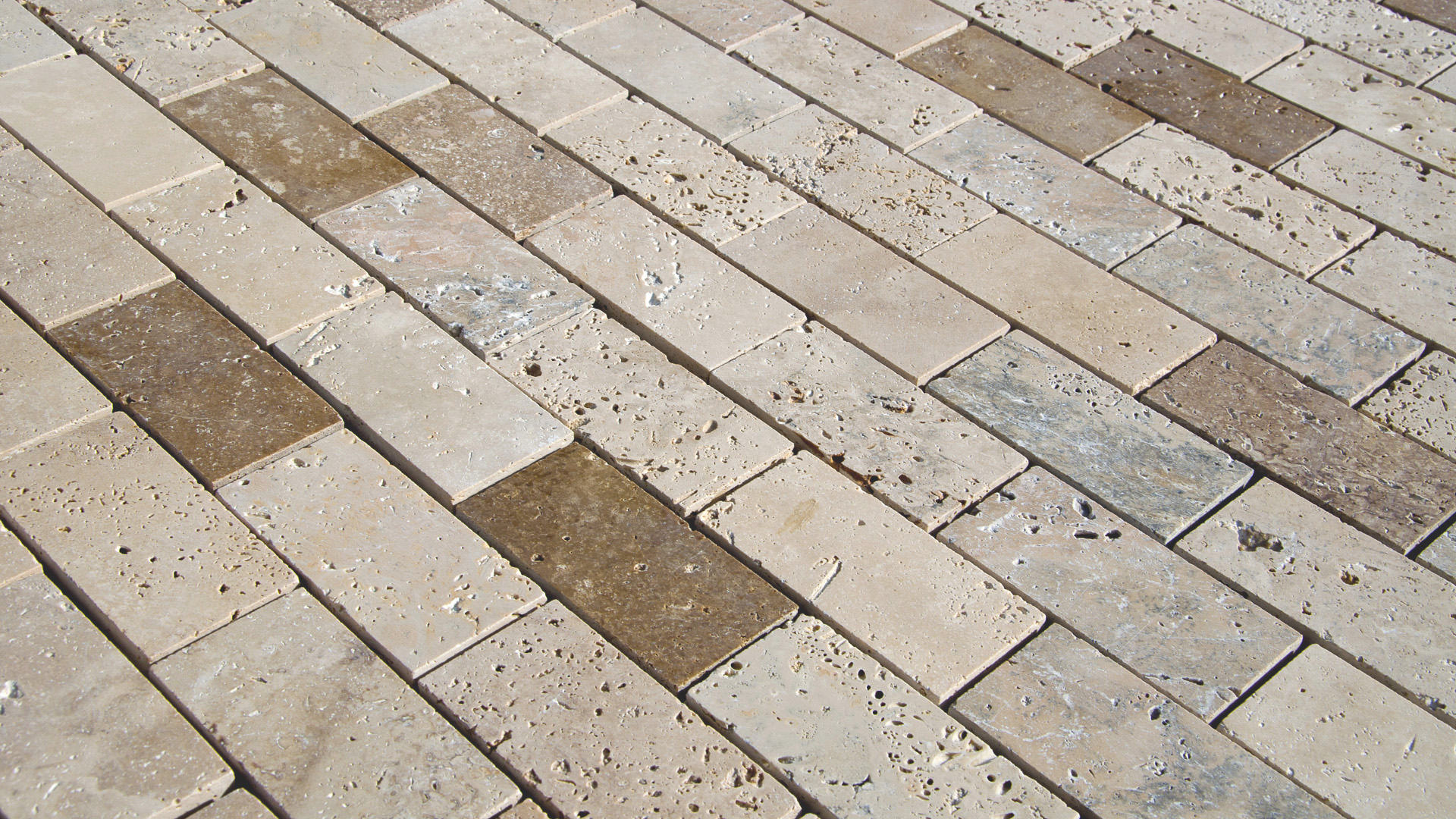 Travertine mosaic &ldquo;5.0&times;10.0 Tuscany Mix&rdquo; Polished
