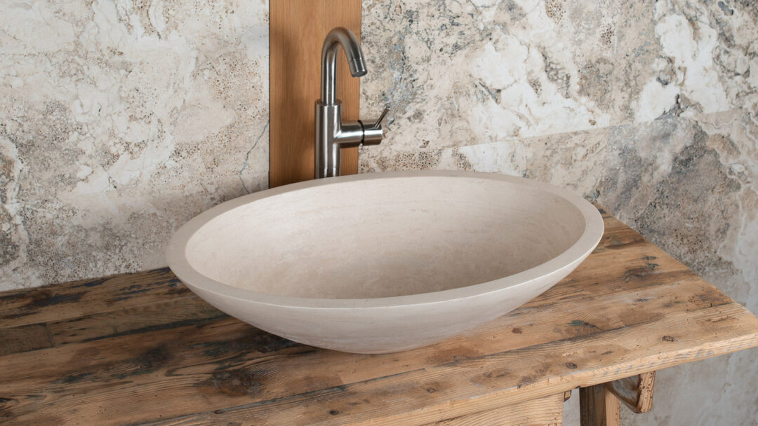 Lavabo ovale in travertino Ovetto CH