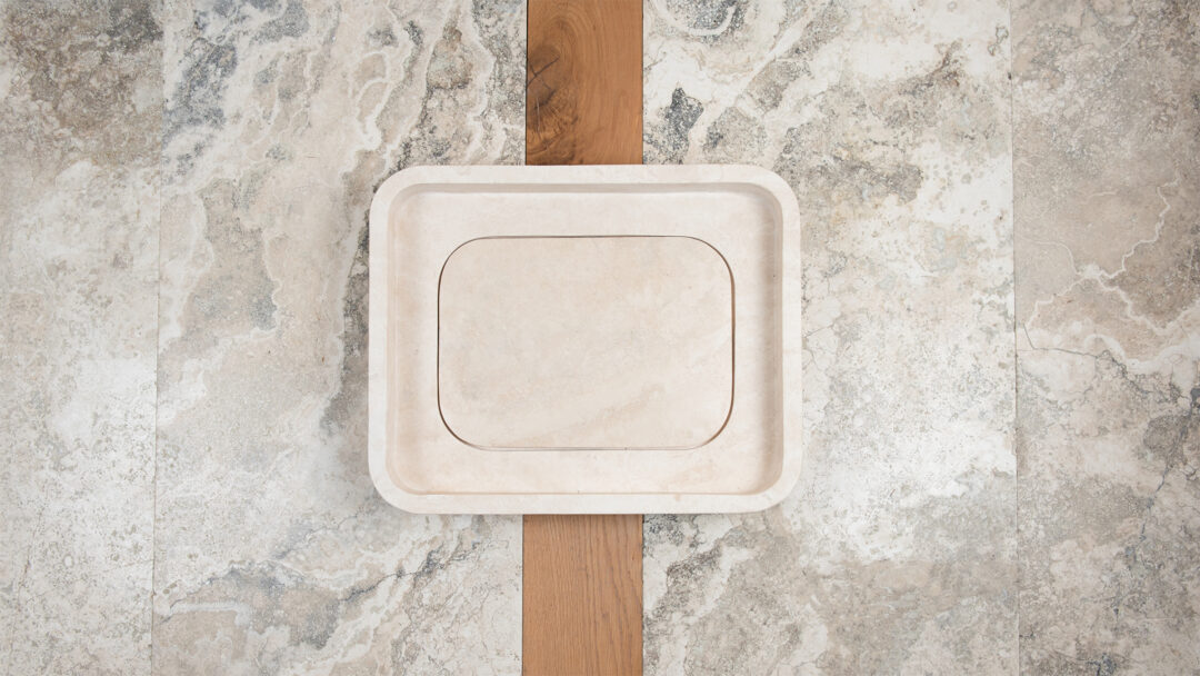 Rectangular travertine sink "Piatto"