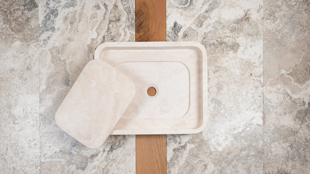 Rectangular travertine sink "Piatto"