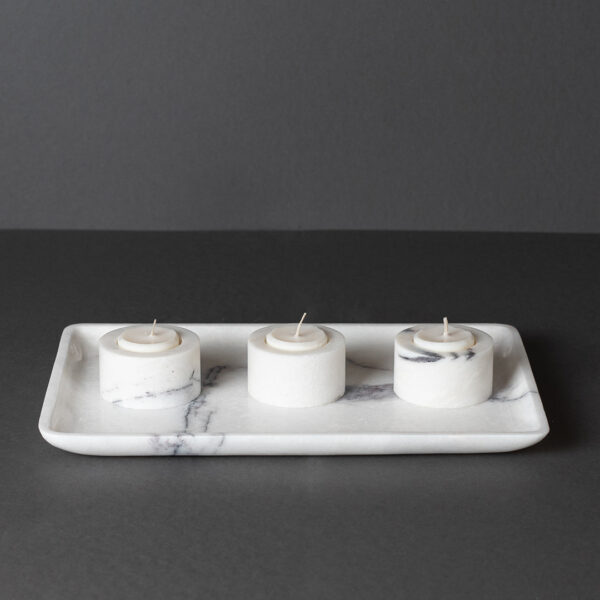 Set Vassoio e  Porta candele – PDR130 Marmo Lilac