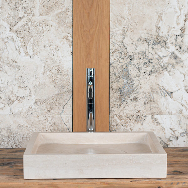 Lavabo rettangolare in travertino Sole
