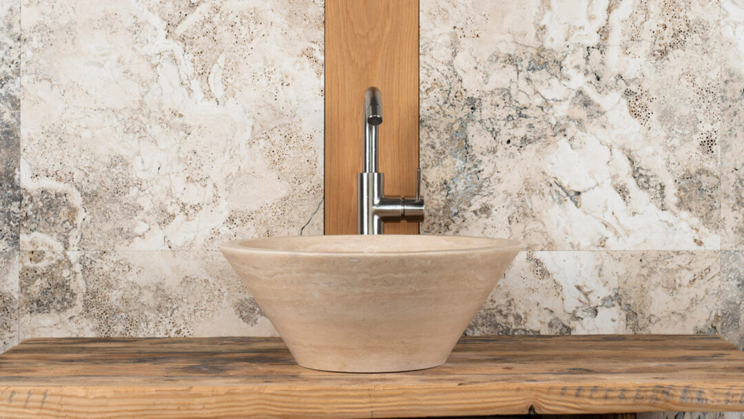 Lavabo piccolo in travertino tondo Talla