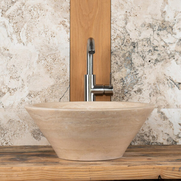 Lavabo piccolo in travertino tondo “Talla”
