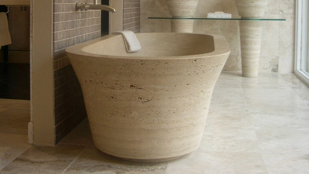Cone bathtub Rapolano stone nuvolato