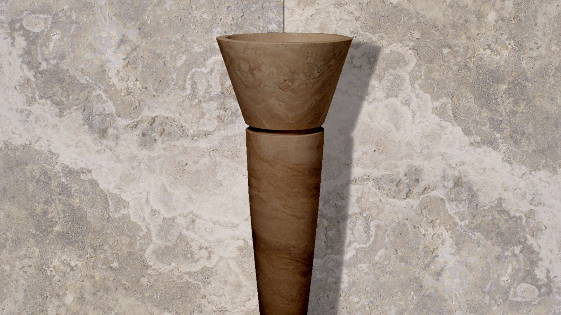 Lavabo freestanding in travertino &ldquo;Cono SC&rdquo;