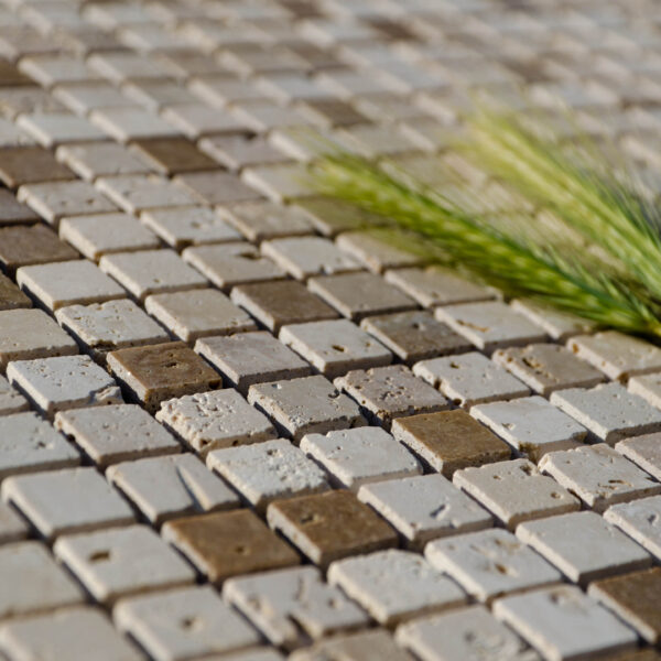 Mosaico in travertino “1,5×1,5 Tuscany Mix” Levigato
