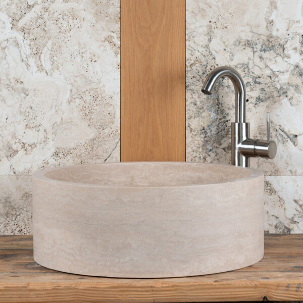 Lavabo rotondo in travertino “Tonda”
