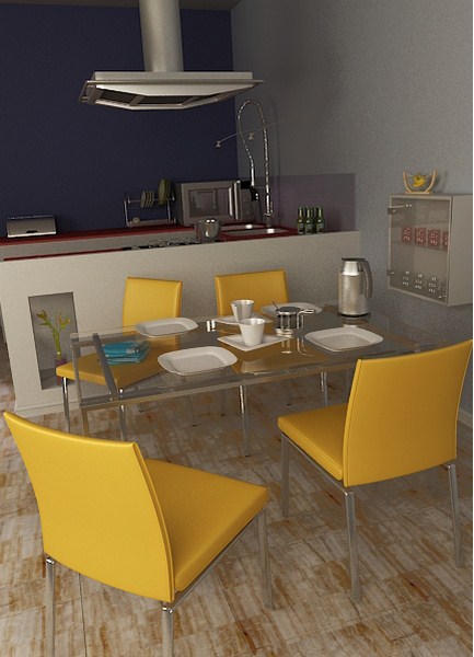 Pavimento di una cucina realizzato in travertino Zebra Chiara - Pietre di Rapolano
