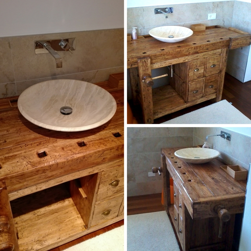 bagno shabby chic tavolo da falegname di recupero