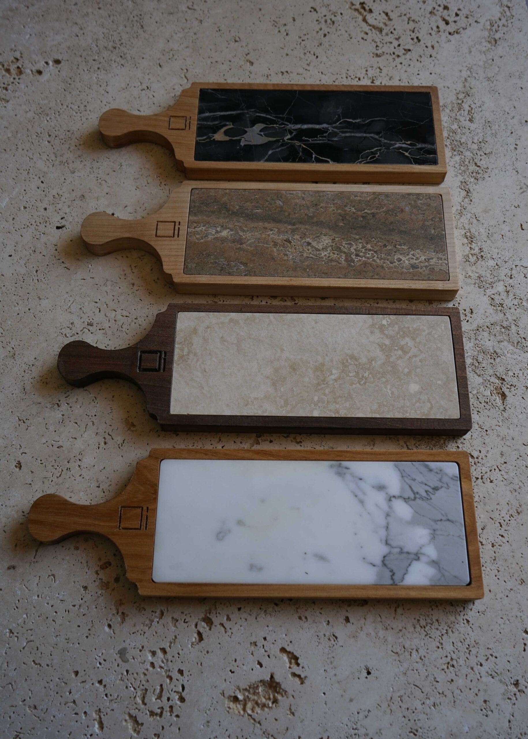 Travertine and wood cutting boards